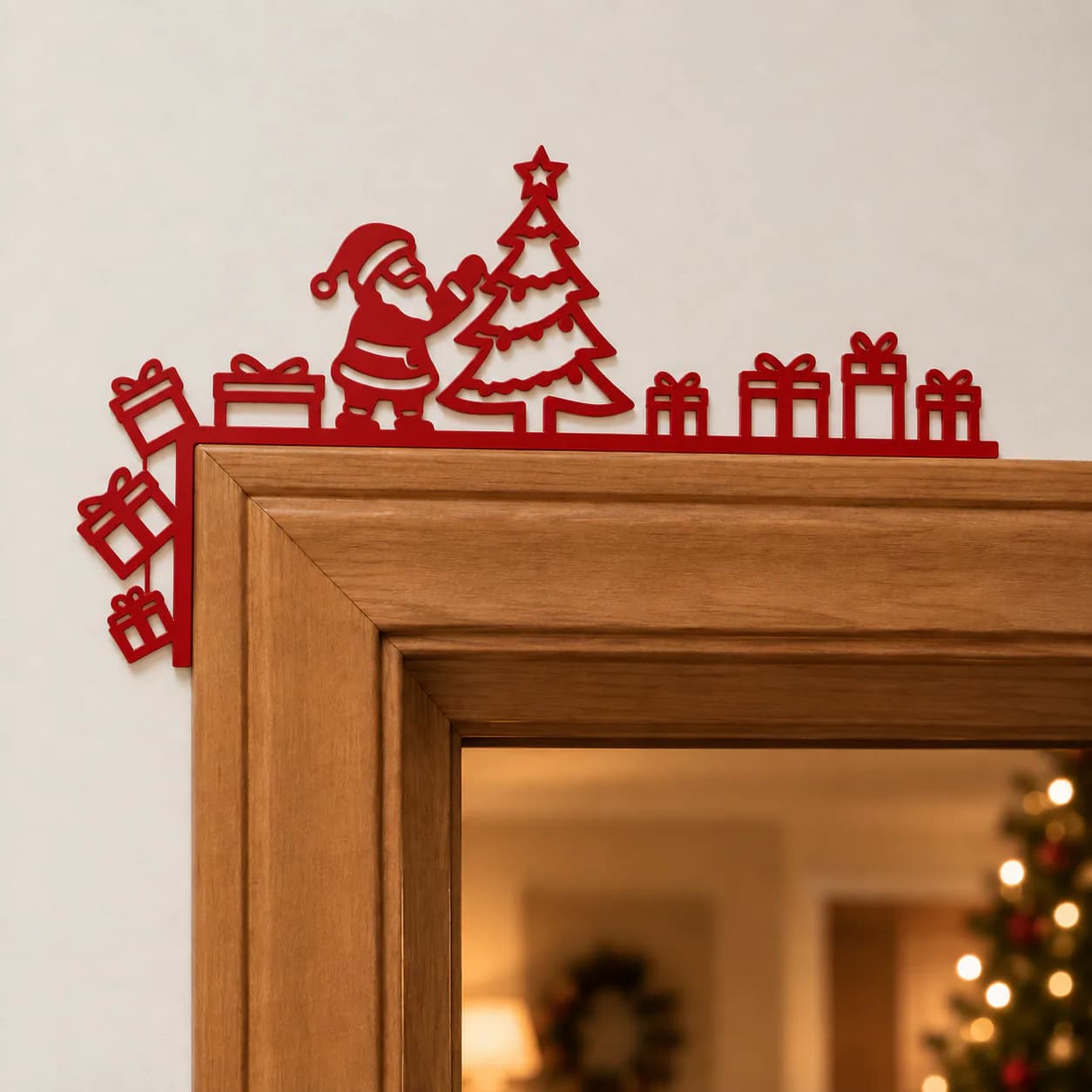 Enfeite de Porta Pai Natal com Presentes